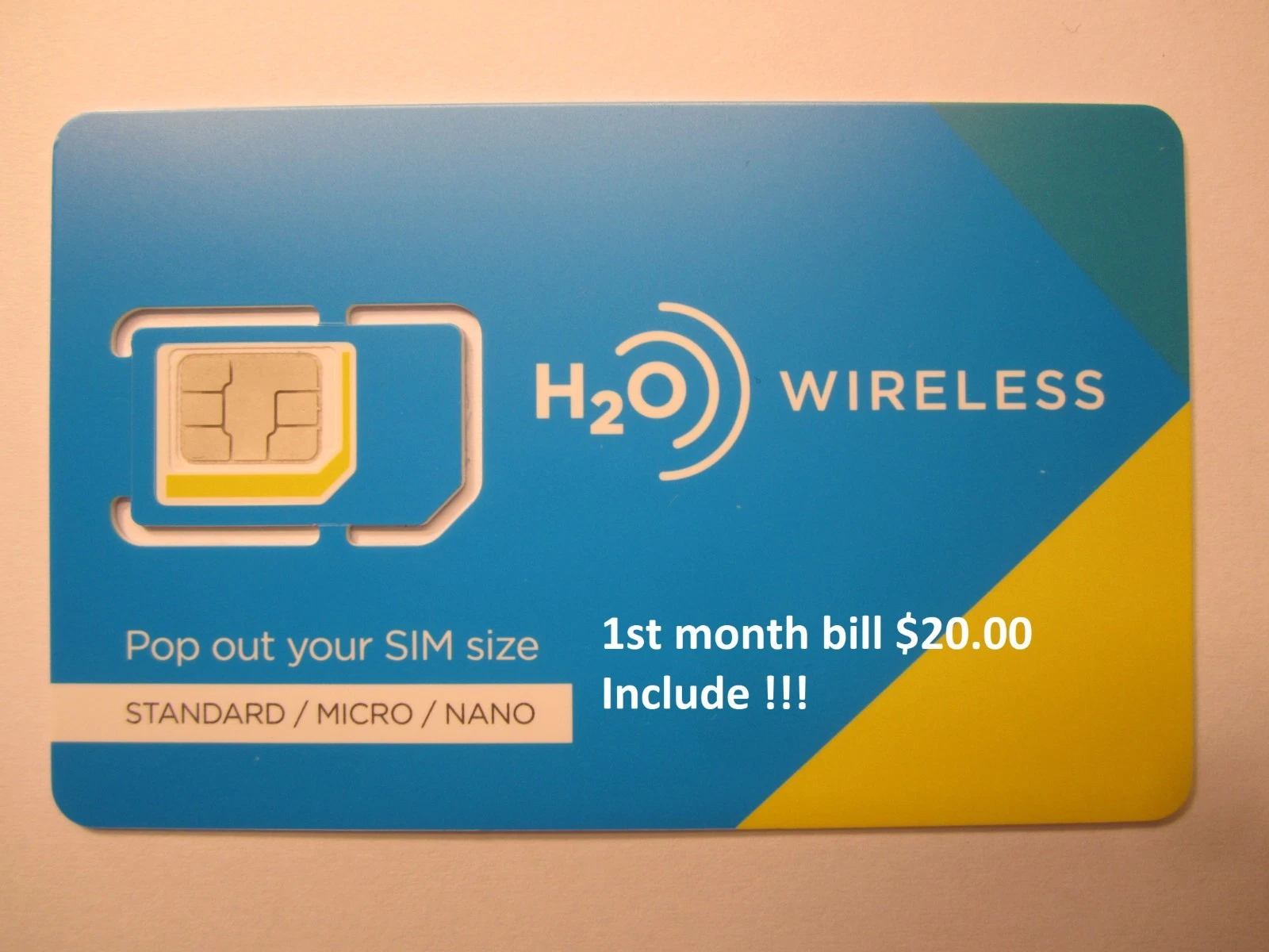 H2O Wireless SIM Card or eSIM + $20 Month Plan