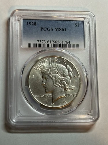 1928 P Peace Silver Dollar PCGS MS61 Key Date Nice Strike