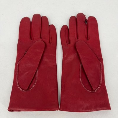 Coach Leather & Cashmere Gloves Women's Size 7.5 Red Buckle Soft 5