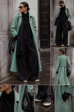 Vintage 60s Coat Mohair Virgin Wool Mint Green A-Line Belted Size 38/40