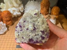 Sale Natural Amethyst & Calcite Geode Quartz Crystal Cluster -  237 Grams (#113)