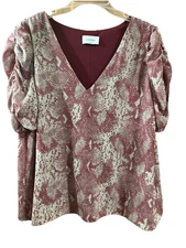 Adrienne snakeskin Pattern top M Lightweight Casual Mob Mom Punk Steampunk Red