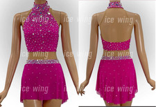 Ice Figure Skating Dress Rhythmic Gymnastics Twirling Competition pink
