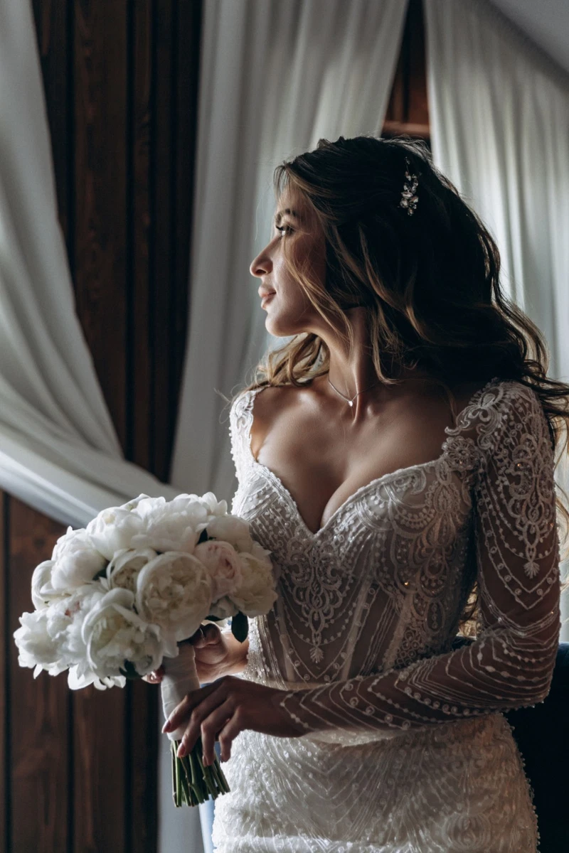 Lace Long Sleeve Empire Wedding Dresses for sale