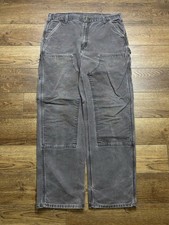 Vintage Carhartt Double Knee Pants Faded Brown Distressed B136 DKE 36x34 Canvas