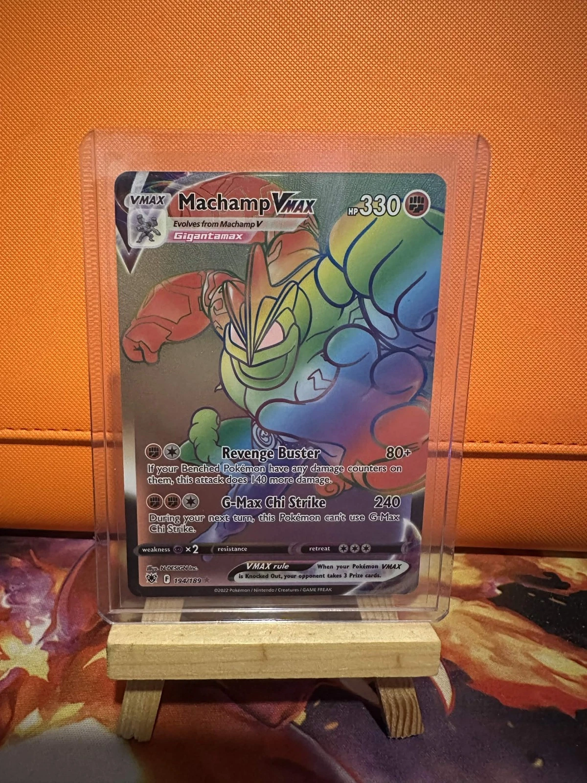 Pokémon TCG Machamp VMAX Rainbow Rare Card Astral Radiance 194/189