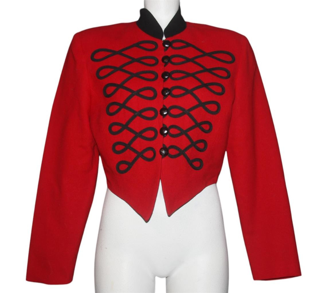VTG N.R.1 Wool Crepe Black Braided Red Military Marching Band