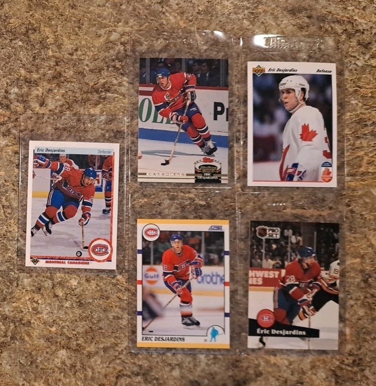 (5) Eric Desjardins 1990-91 Upper Deck Rookie card RC Score 1991-92 Pro Topps