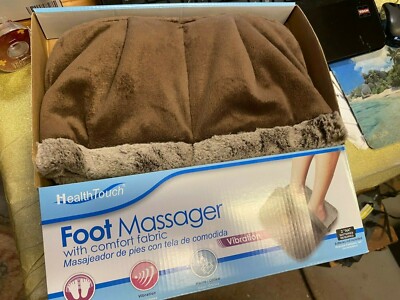 HEALTH TOUCH Foot Massager with Vibration BROWN Print Plush Comfort NEW