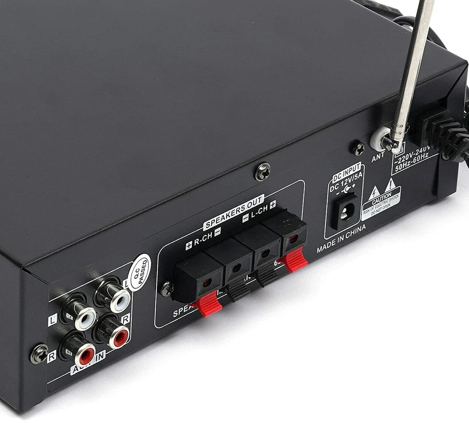 AMPLIFICATORE BLUETOOTH STEREO MP3 RADIO FM HI-FI AUDIO USB AUX 800W BT309A-A - Immagine 3 di 4