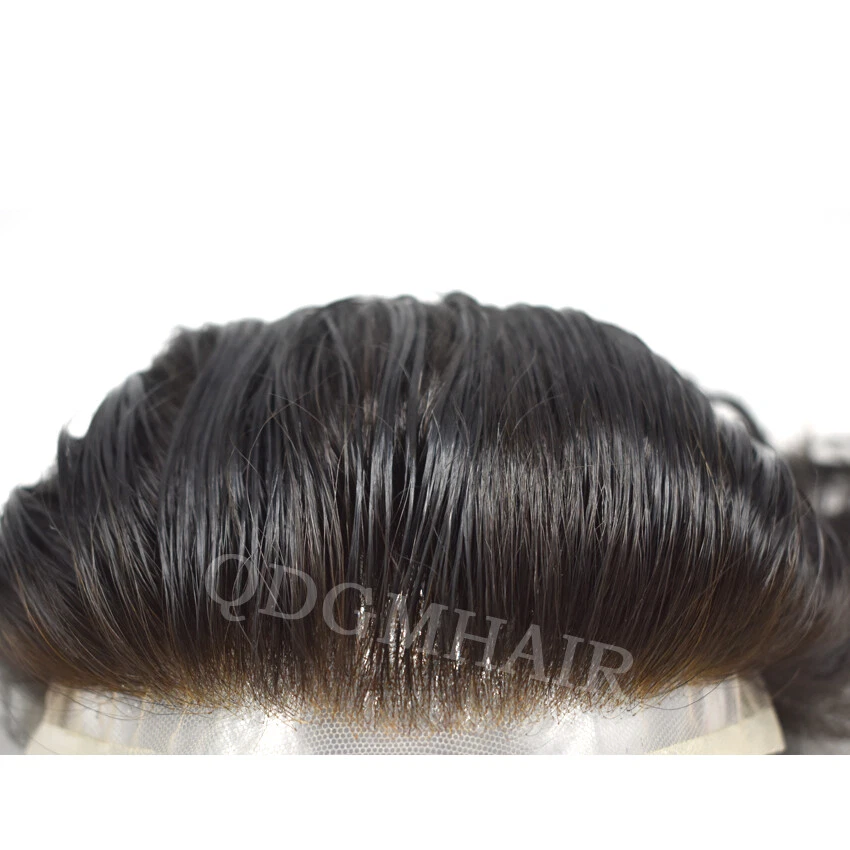 Mens Toupee Full French Lace Hairpiece All Lace Hair Replacement System Natural - Image 4 of 4