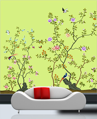 3D Green Flower Branch 1714NA Wallpaper Wall Mural Removable Self-adhesive Fay