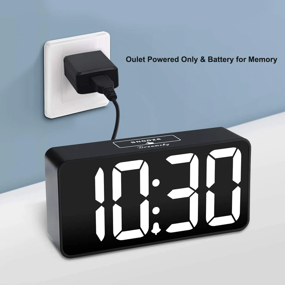 Compact Digital Alarm Clock with USB Charging Port, 0-100% Brightness Dimmer, La - Image 3 of 4