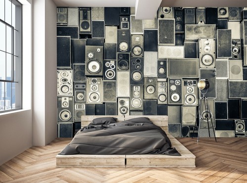 Music Wallpaper Wall Mural Speakers Paper Poster Rock & Roll Teenagers Boys Room - Picture 5 of 9