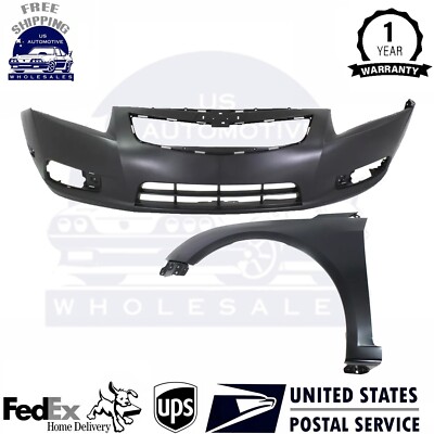 Bumper Cover Kit For 2011-2014 Chevrolet Cruze Front Left 2pc