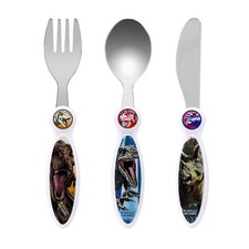 Jurassic World Children's Kids 3pcs Cutlery Set, Knife/Fork/Spoon