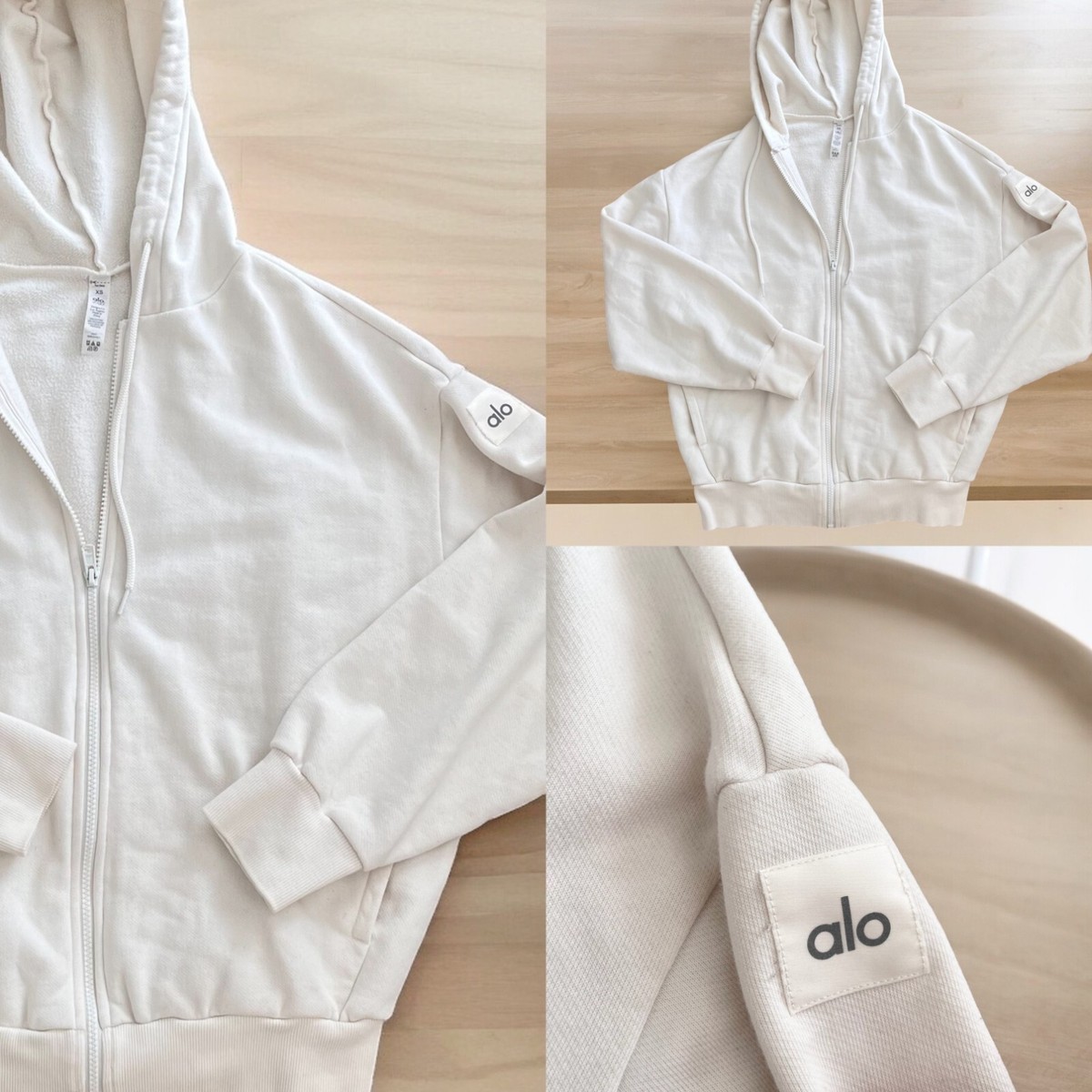 ALO Yoga White Renown Full Zip Hoodie Jacket | eBay