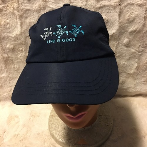 life is good embroidered Navy Blue Three Turtles Hat Women’s