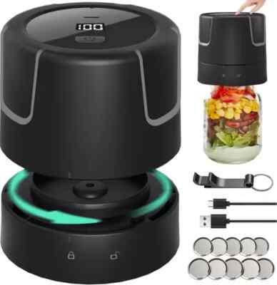 Mason Genie Electric Mason Jar Vacuum Sealer Kit with 10 Lids