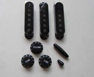 KAISH ST Pickup Covers ST Knobs Switch,Trem Arm Tip Black for Strat