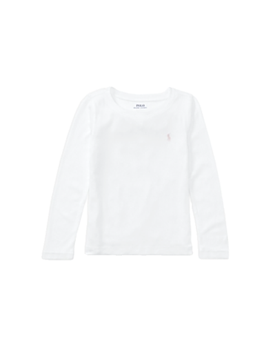 Polo Ralph Lauren Girl's Pink Pony Logo Long Sleeve White T-Shirt Size 3T NWT - 第 1/2 張圖片