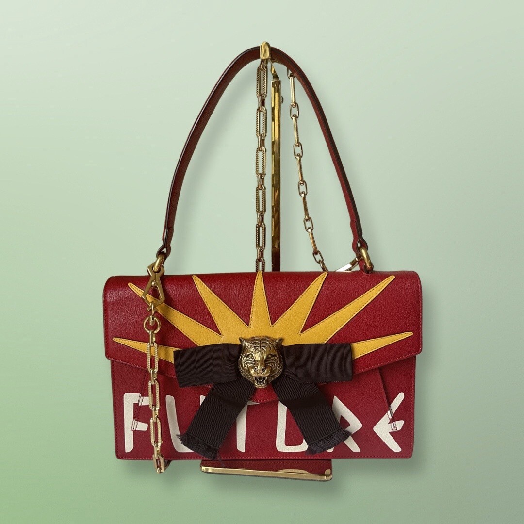 Authentic GUCCI- Osoride Top handle printed leather with Applique