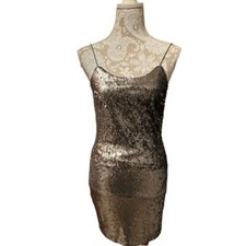 THE IMPECCABLE PIG Women’s Pewter Sequin Party Event Prom Dress, Size Small