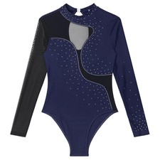 Womens Bodysuit Shiny Ballet Dance Leotard Gymanstics Outfit Performance Unitard