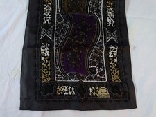 Vintage Oscar de la Renta Satin Scarf Floral Brown Rectangle 11x52