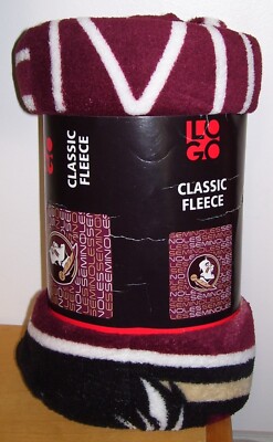 LOGO Brands Florida State SEMINOLES FSU Fleece Throw Blanket 50 X 60