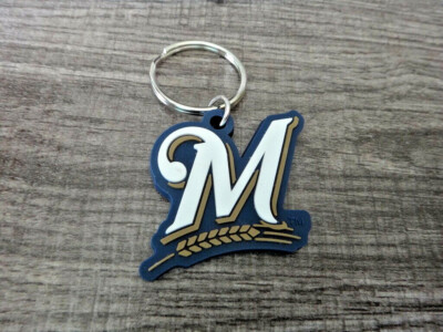 1.5'' Milwaukee Brewers soft Rubber PVC MLB Baseball Team  1'' Keyring Backpack 