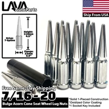 20x Chrome 7/16-20 Spline Spike Lug Nut Fit Old Chevy Corvette Caprice Impala