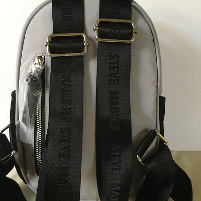 Steve Madden Graphic Logo Signature Backpack New Perl Gray  display picture 1