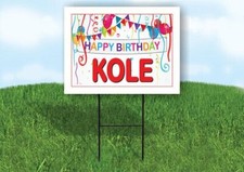 KOLE HAPPY BIRTHDAY BALLOONS 18 in x 24 in Yard Sign Road Sign with Stand