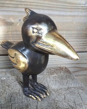 13cm RUDI RABE Süsses Baby Küken Bronze Metall RABE KRÄHE Dohle Vogel Figur