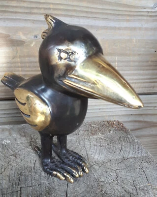 13cm RUDI RABE Dulce Bebé Pollito Bronce Metal CUERVO CUERVO Dohle Pájaro Figura