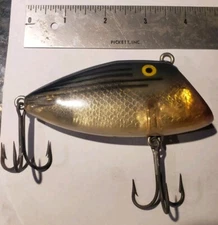 RARE PICO PERCH FISHING LARGE LURE 4 1/4" MUSKY SALTWATER GREEN GREY GOLD SCALES