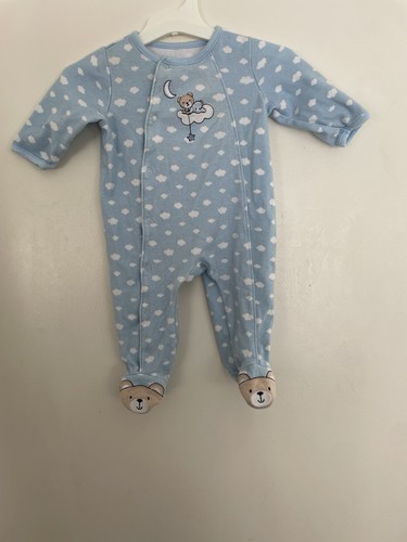 Little Me Baby Jungen süße Bären-Füßlinge 100 % Baumwolle Druckknopf Sleep & Play blau 6M
