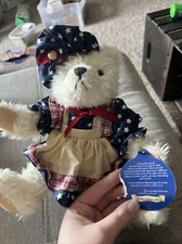 Vintage Retired 1996 Brass Button Bear “Opal” Bear of Love 11" Americana Retired