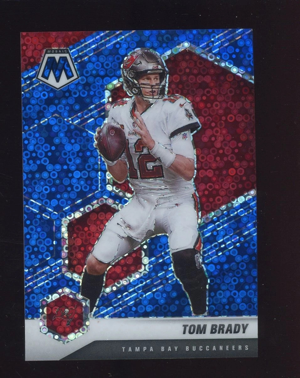 2021 Panini Football Mosaic Blue No Huddle Prizm #186 Tom Brady Buccaneers /75