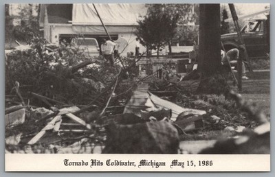 Coldwater MI Tornado May 15 1986 Disaster Damage Marty Raskin c1986 Postcard