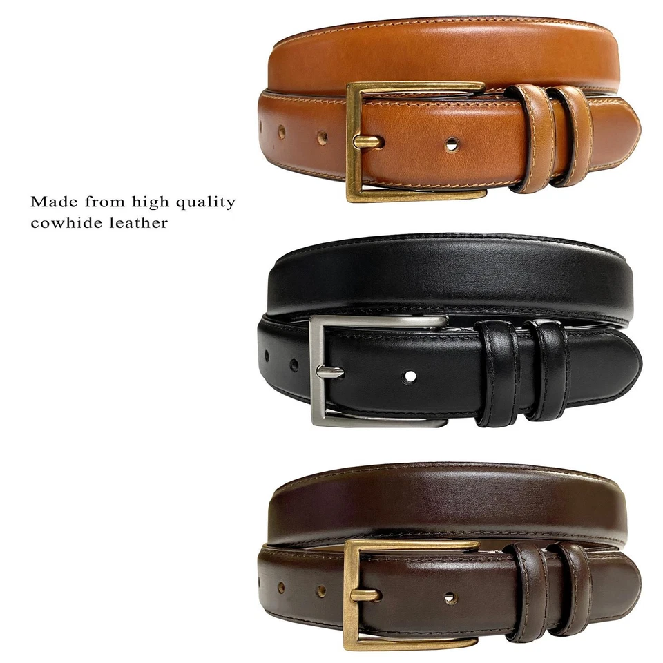 Cinturón de vestir italiano de cuero genuino curtido al aceite de 1-1/8" (30 mm) de ancho para hombre Foto 3 de 4