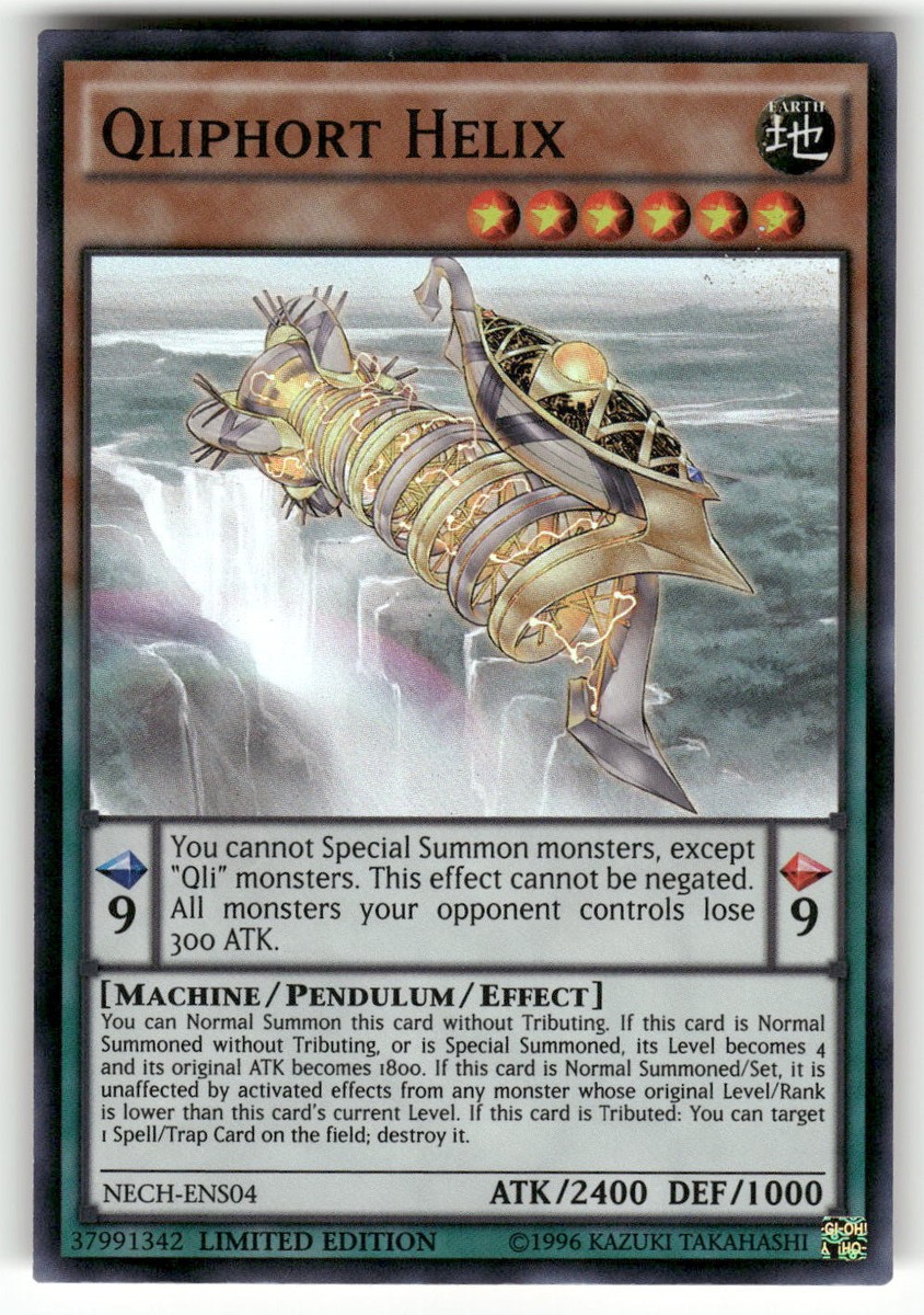 YU-GI-OH! Sammelkarte – Qliphort Helix (NECH-ENS04), Super Rare, Limited Edition | Aus 'The New Challengers' Set