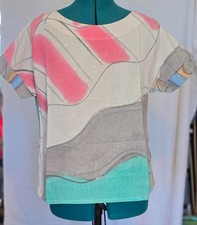 Machiko Womens Cotton Linen Summer Top Small