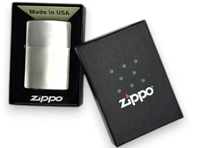 Zippo Lighter Brushed Fin Chrome Genuine Original - image 1 of 4