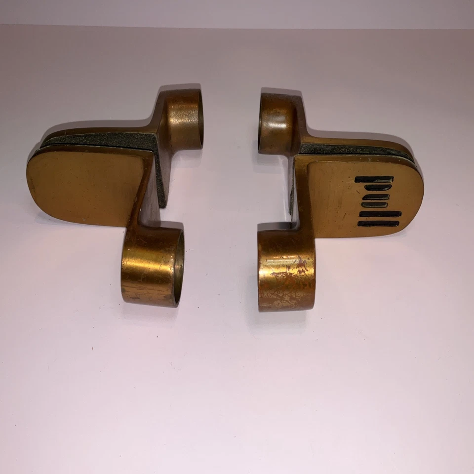 Vintage Brass Glass Door Push Pull Clamp-On Handles – Pair - Image 3 of 4