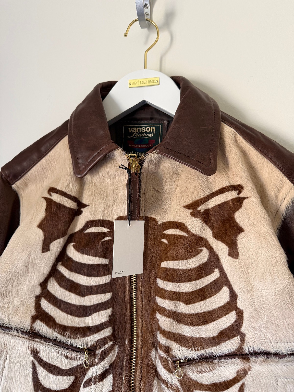 Aime Leon Dore x Vanson Skeleton Leather Jacket - Size XL - Brown - Made in USA image 2