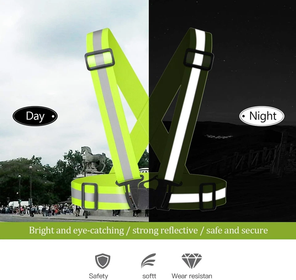 Reflective Vest 2Pack Adjustable High Visibility Safety Gear for Running Cycling - Image 4 of 4