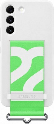 Original Offizielle Samsung Silikon Hülle Case mit Band für Galaxy S22 - Weiß