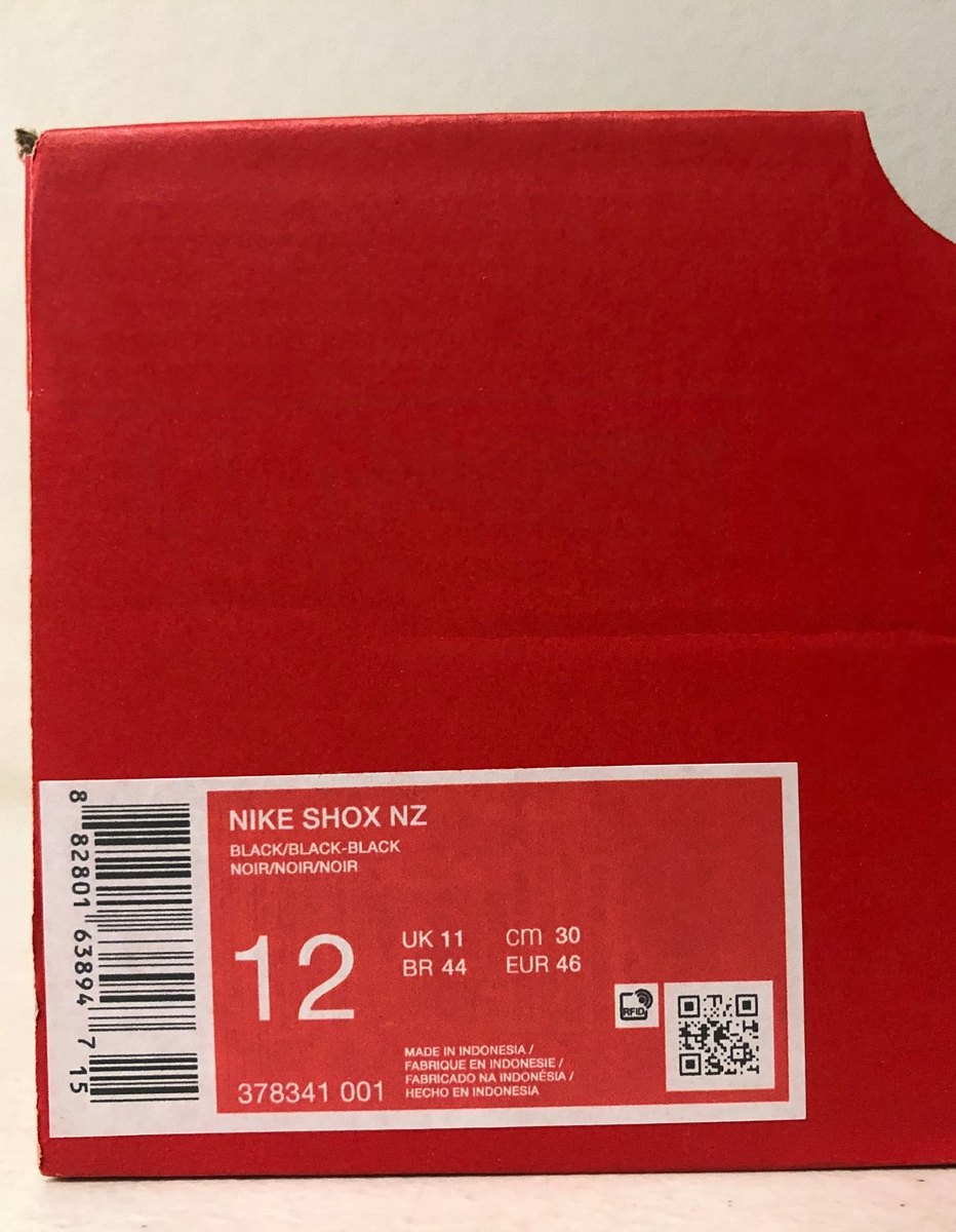 Nike Shox NZ Triple Black 378341-001 Size 12 | eBay